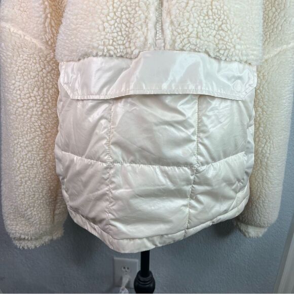 Fabletics Nelly Mixed Media Half Zip Ivory Pocket Pull Over Sherpa Jacket Sz  M - Picture 7 of 11